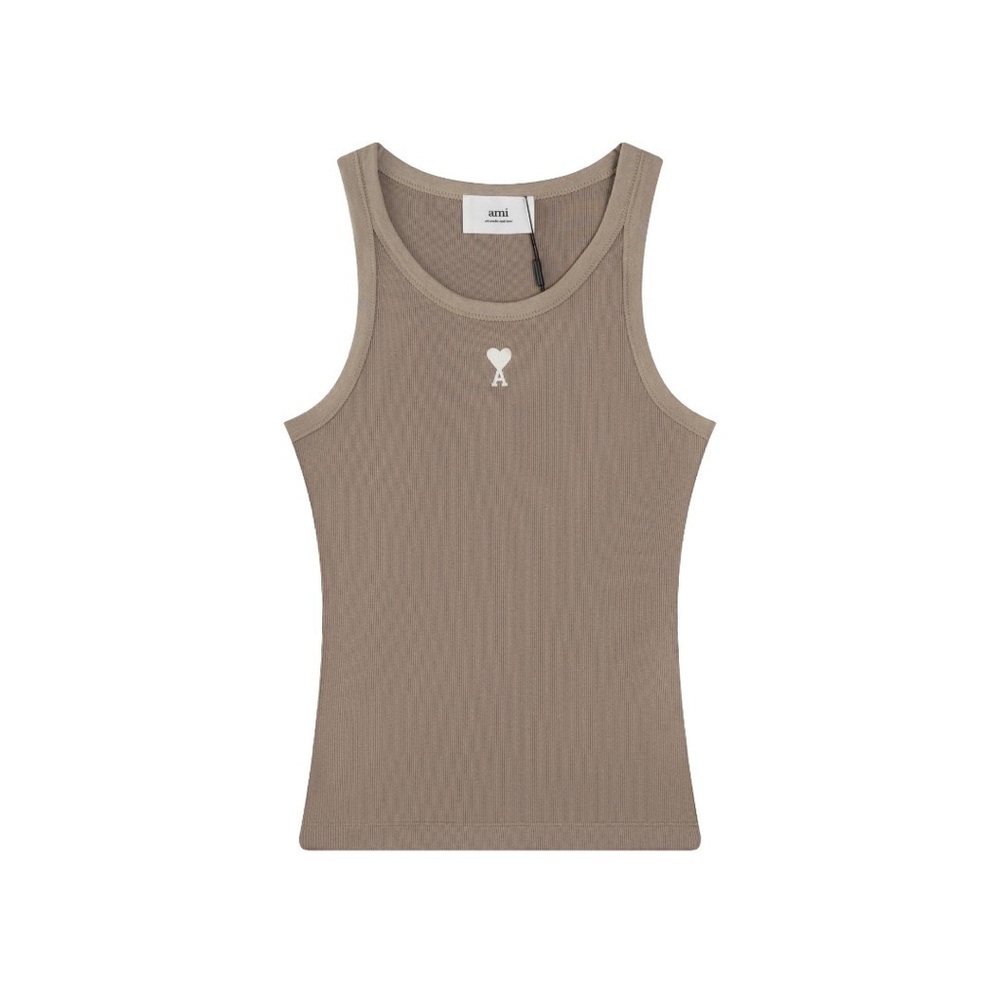 Ami Taupe Sleeveless Top with Heart Logo